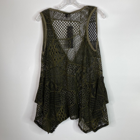 Lilly By Firmiana Green Boho Crochet Vneck Sleeveless Top Small NWT - Picture 4 of 11